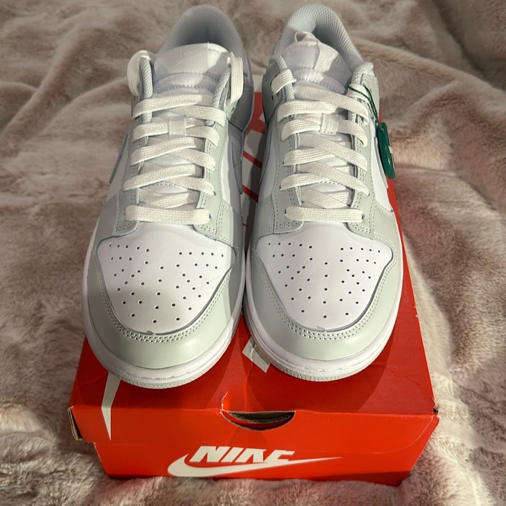 New Nike Dunk Low. Light Gray and White. Never worn. Women size 9.5/Men size 8